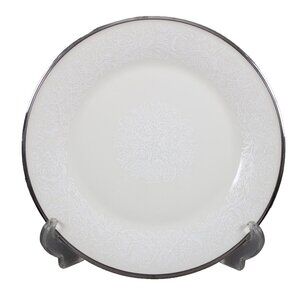 Lenox Moonspun Cream White Silver Platinum? Trim Floral Design China 10.5" Plate